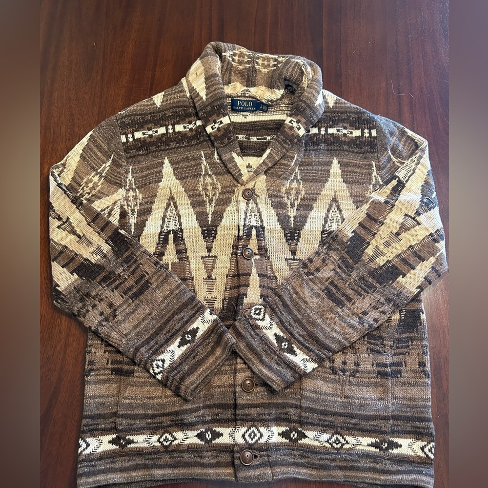 POLO Aztec shawl neck cardigan